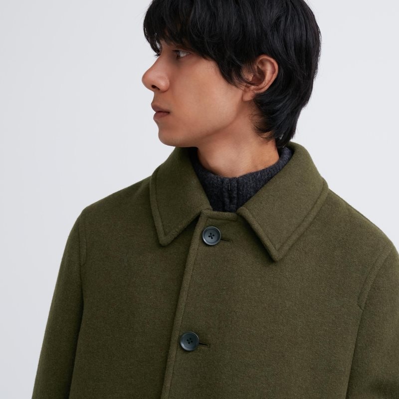 Manteaux Uniqlo Balmacaan Homme Vert Olive | 5804966