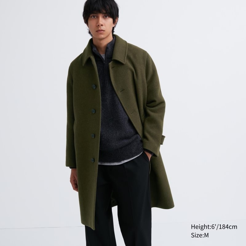 Manteaux Uniqlo Balmacaan Homme Vert Olive | 5804966