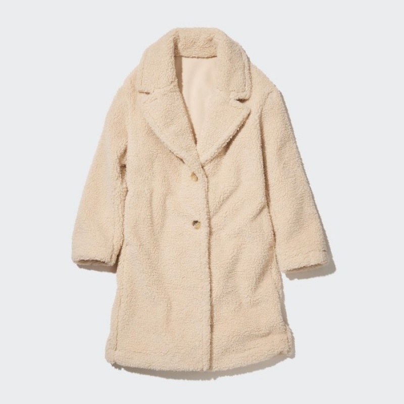 Manteaux Uniqlo Pile-Lined Fleece Tailored Femme Beige | 4493497