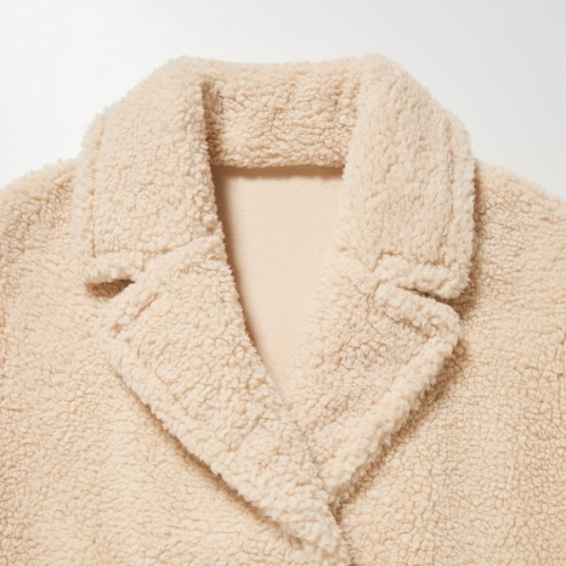 Manteaux Uniqlo Pile-Lined Fleece Tailored Femme Beige | 4493497