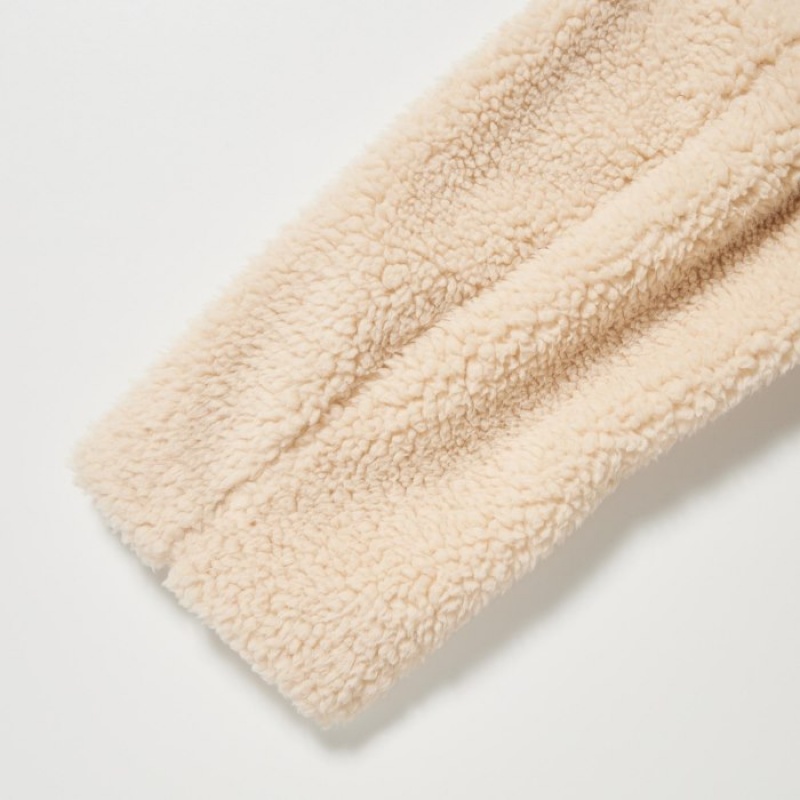 Manteaux Uniqlo Pile-Lined Fleece Tailored Femme Beige | 4493497