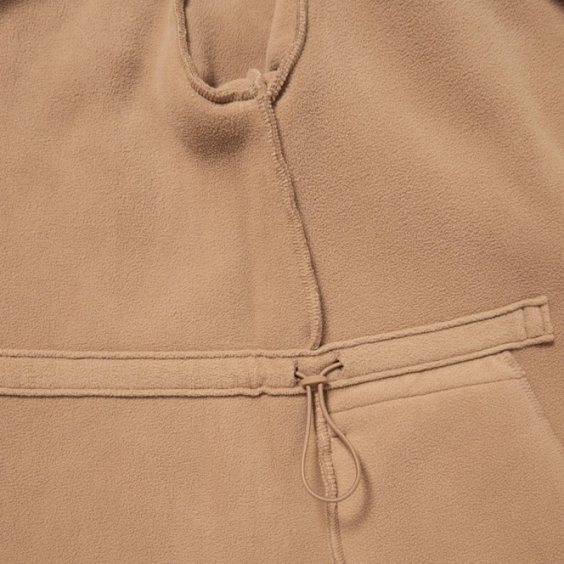 Manteaux Uniqlo Pile Lined Fleece Stand Collar Femme Beige | 7390969