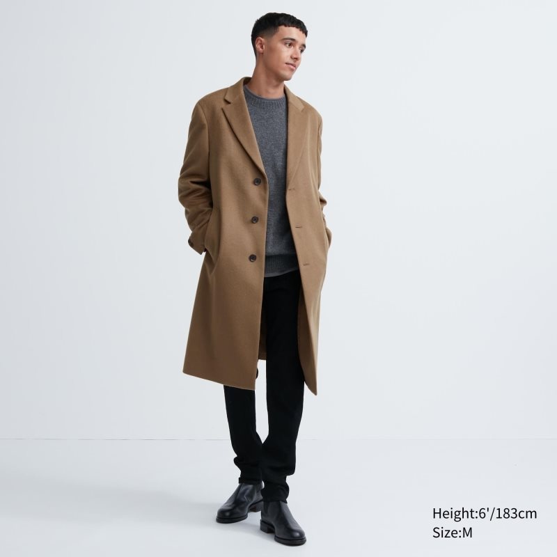 Manteaux Uniqlo Wool Cashmere Chesterfield Homme Noir | 367369