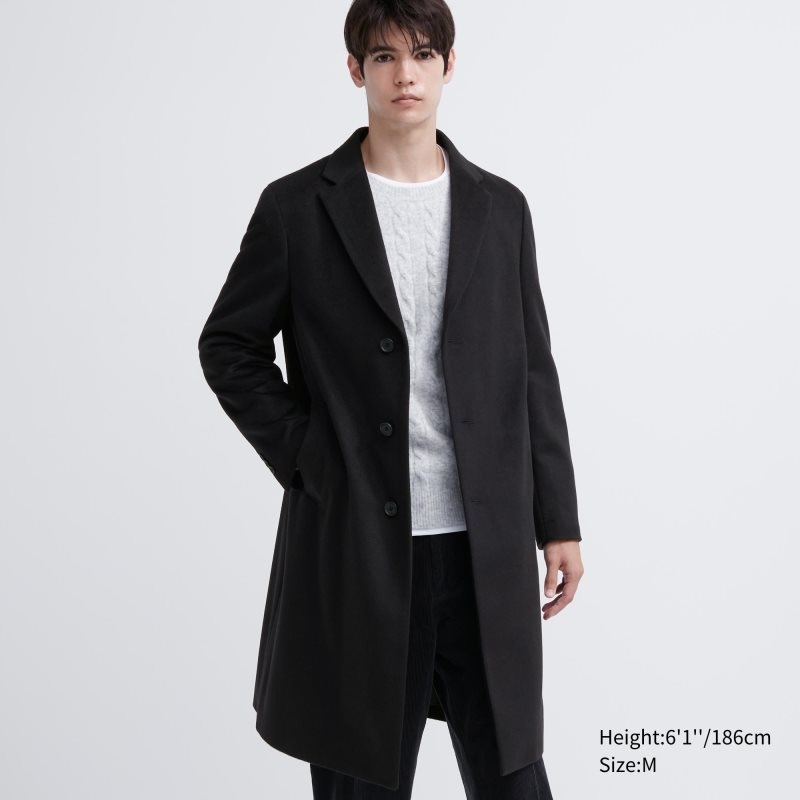 Manteaux Uniqlo Wool Cashmere Chesterfield Homme Noir | 367369