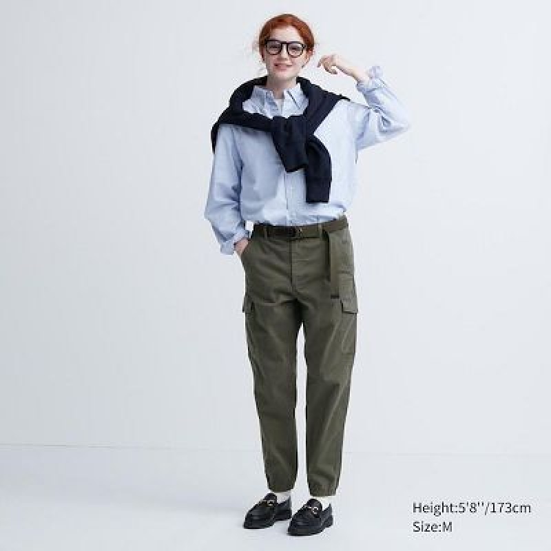 Pantalon Jogger Uniqlo Cargo Femme Vert Olive | 3808267
