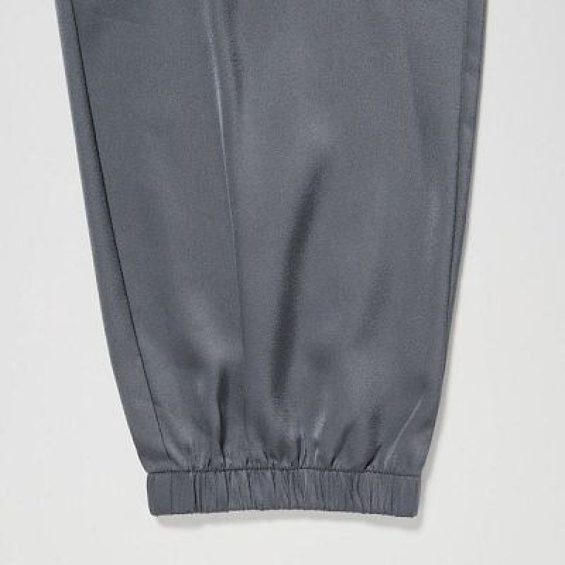 Pantalon Jogger Uniqlo Satin Drape Femme Grise | 7980687