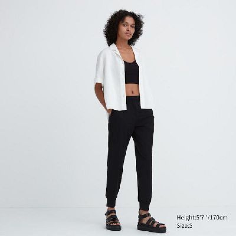 Pantalon Jogger Uniqlo Ultra Stretch AIRism Femme Noir | 3353415