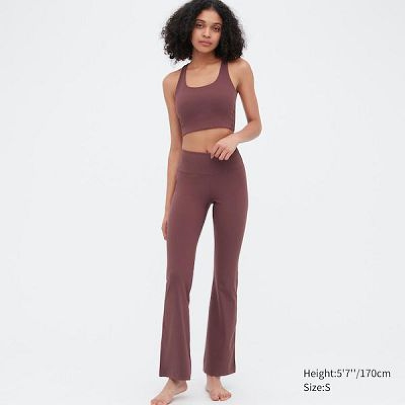 Pantalon Uniqlo AIRism Soft Flare Femme Bordeaux | 9186267