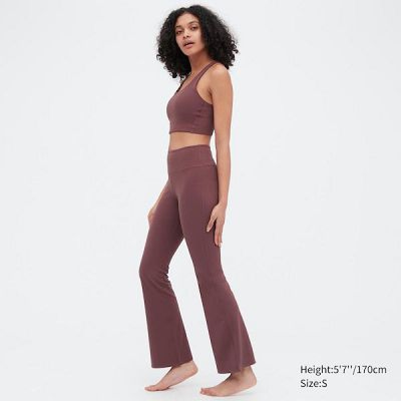 Pantalon Uniqlo AIRism Soft Flare Femme Bordeaux | 9186267