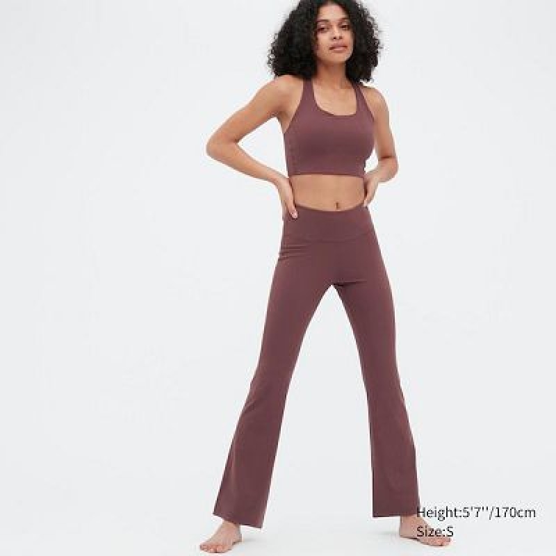 Pantalon Uniqlo AIRism Soft Flare Femme Bordeaux | 9186267