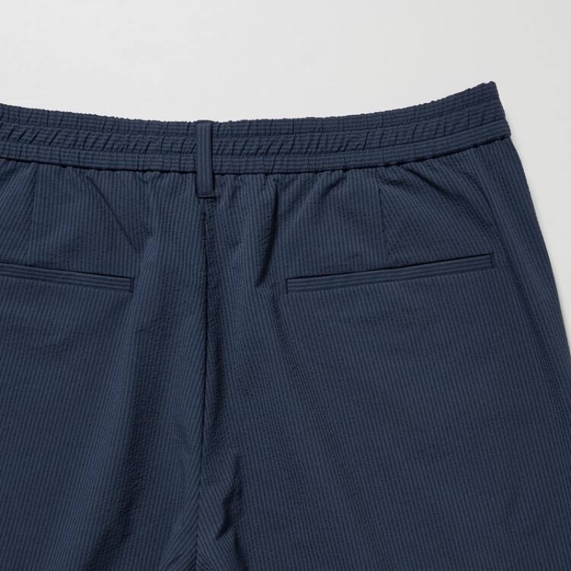Pantalon Uniqlo Airsense Ultra Light Seersucker Relaxed Fit Homme Bleu Marine | 7645527