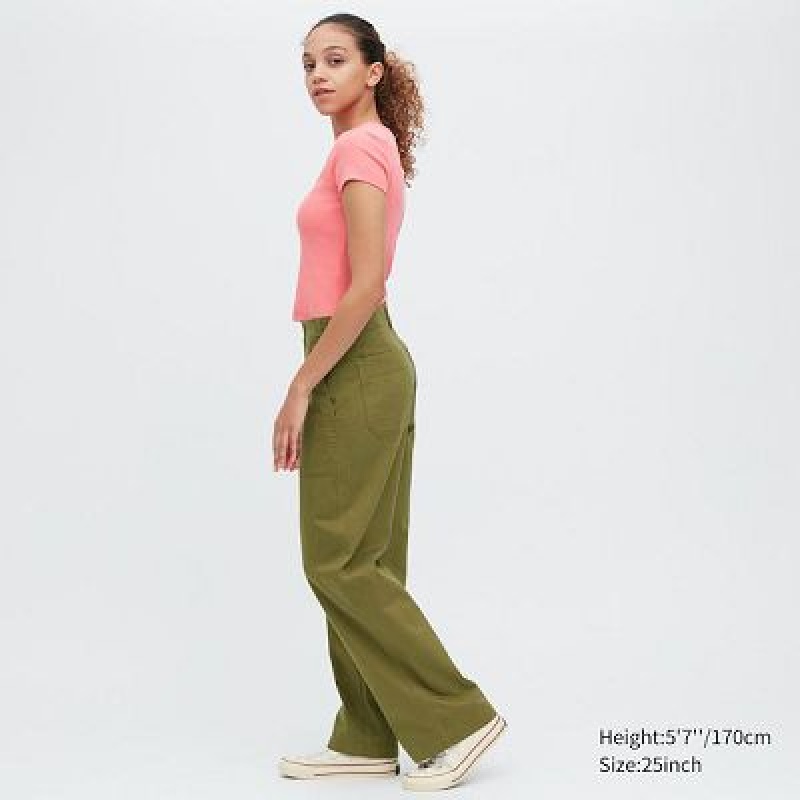Pantalon Uniqlo Baker Femme Vert Olive | 3937516