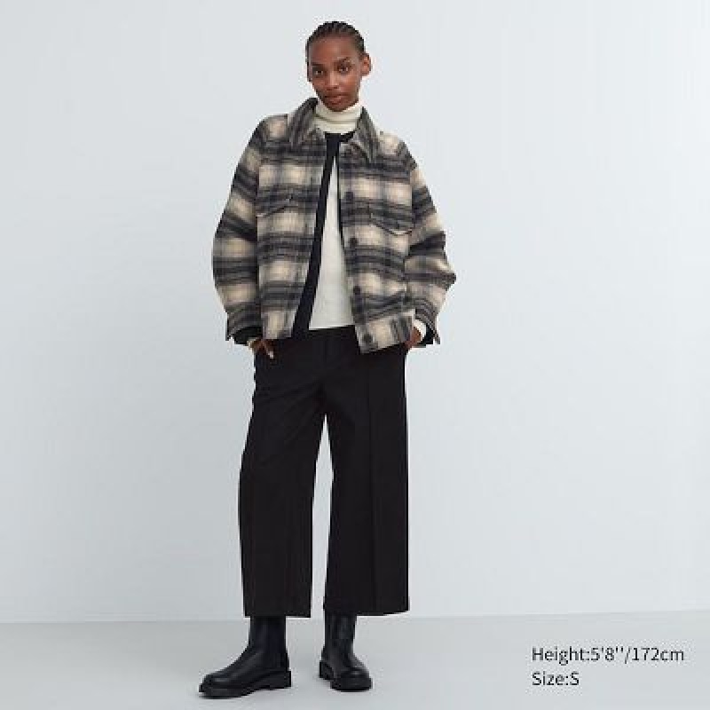 Pantalon Uniqlo Brushed Jersey Cropped Femme Noir | 9959447