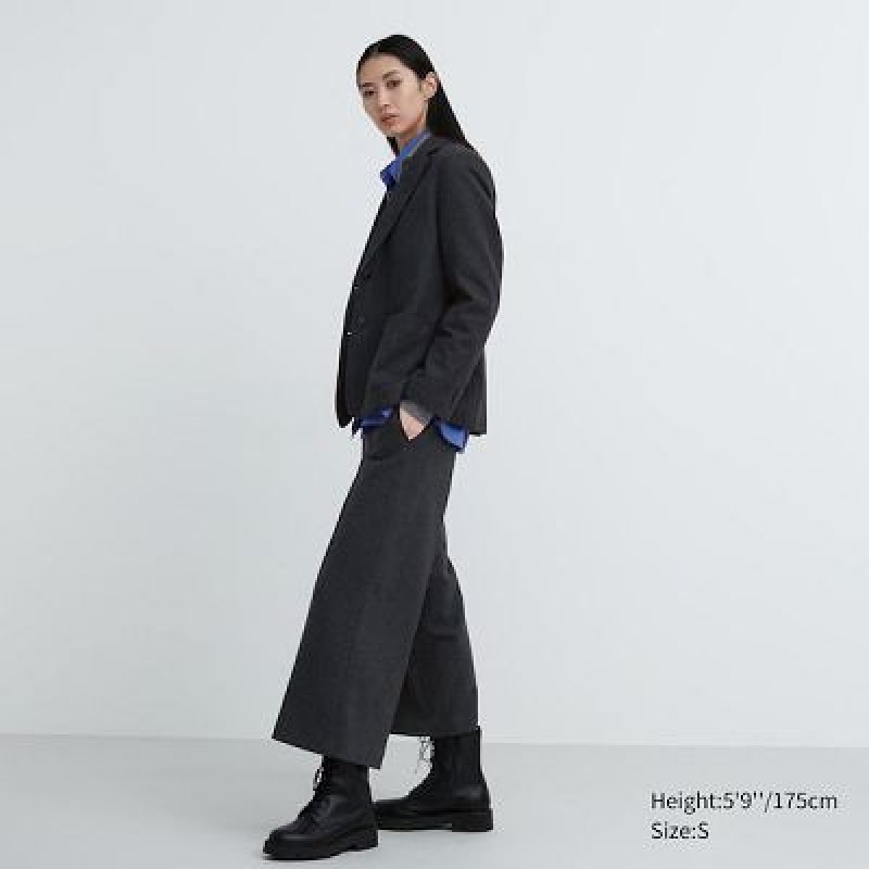 Pantalon Uniqlo Brushed Jersey Cropped Femme Noir | 9959447