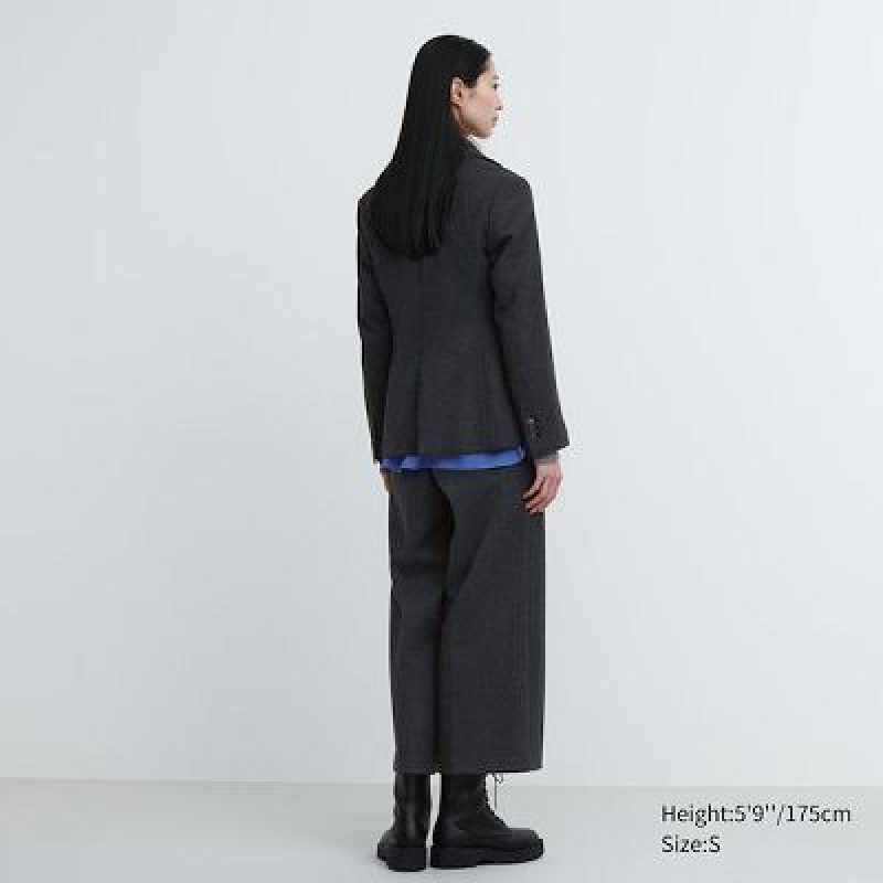 Pantalon Uniqlo Brushed Jersey Cropped Femme Noir | 9959447