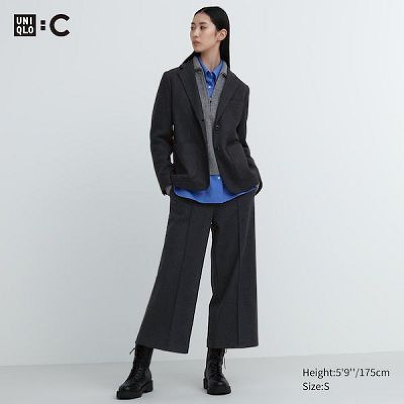 Pantalon Uniqlo Brushed Jersey Cropped Femme Grise | 425675