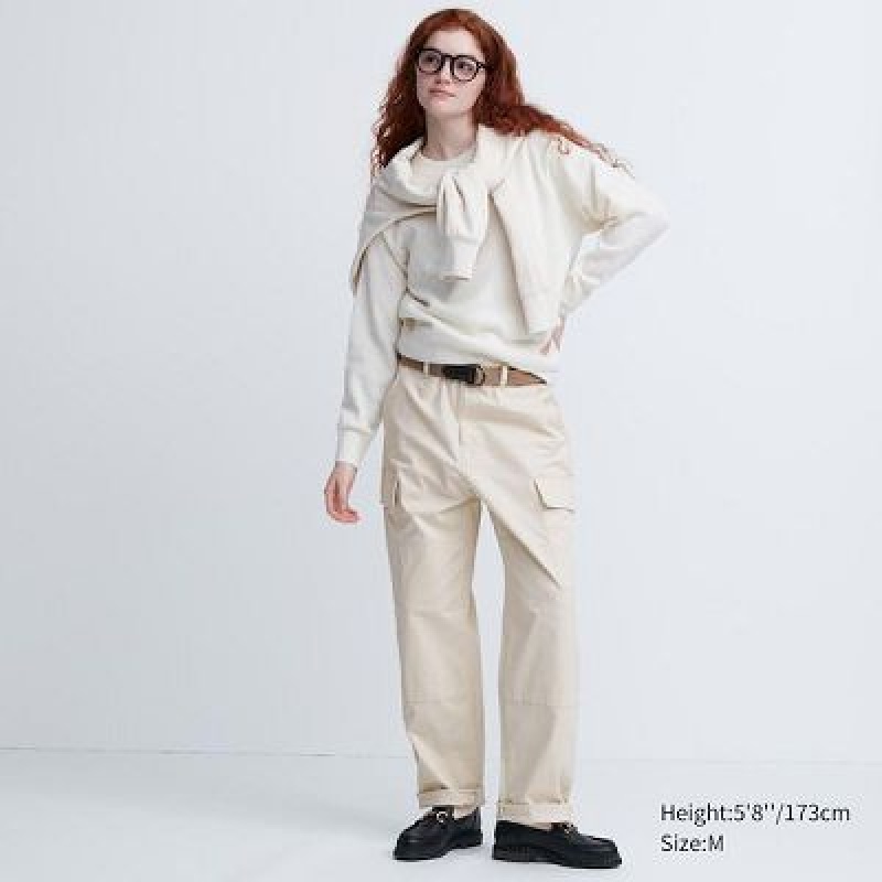 Pantalon Uniqlo Cargo Femme Beige | 590147