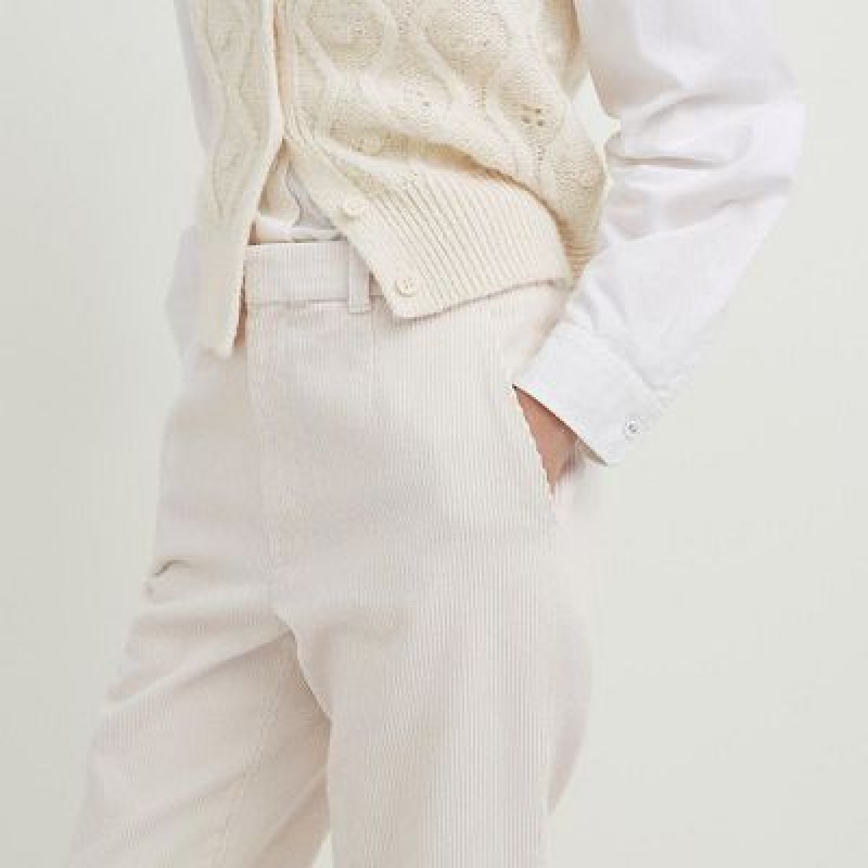 Pantalon Uniqlo Corduroy Tapered Ankle Femme Blanche | 5752271