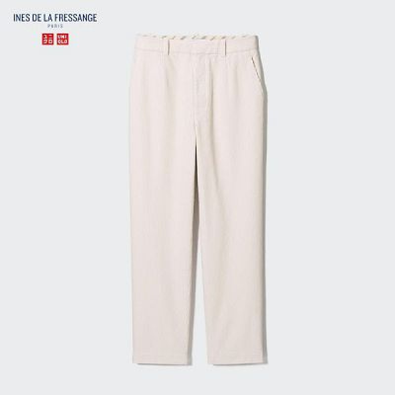 Pantalon Uniqlo Corduroy Tapered Ankle Femme Blanche | 5752271