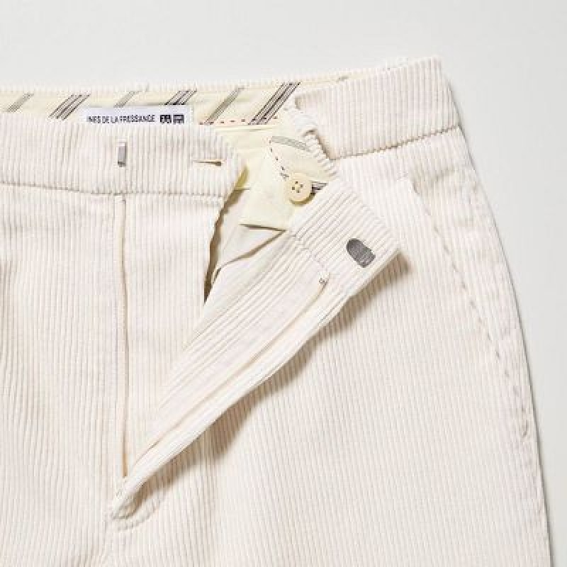 Pantalon Uniqlo Corduroy Tapered Ankle Femme Blanche | 5752271