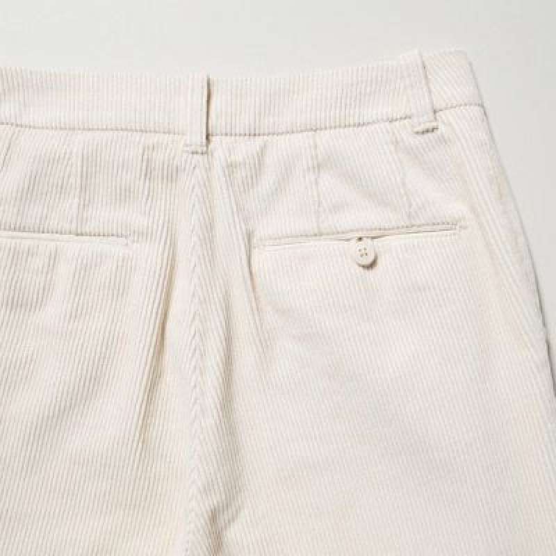 Pantalon Uniqlo Corduroy Tapered Ankle Femme Blanche | 5752271