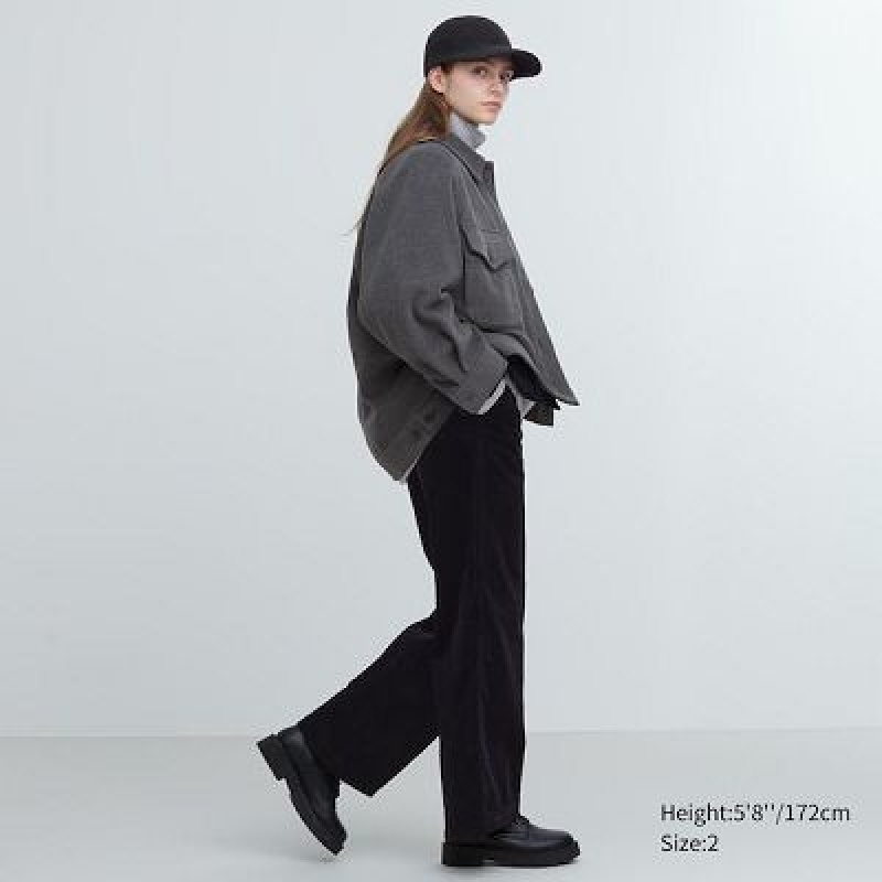 Pantalon Uniqlo Corduroy Wide Femme Noir | 1873523