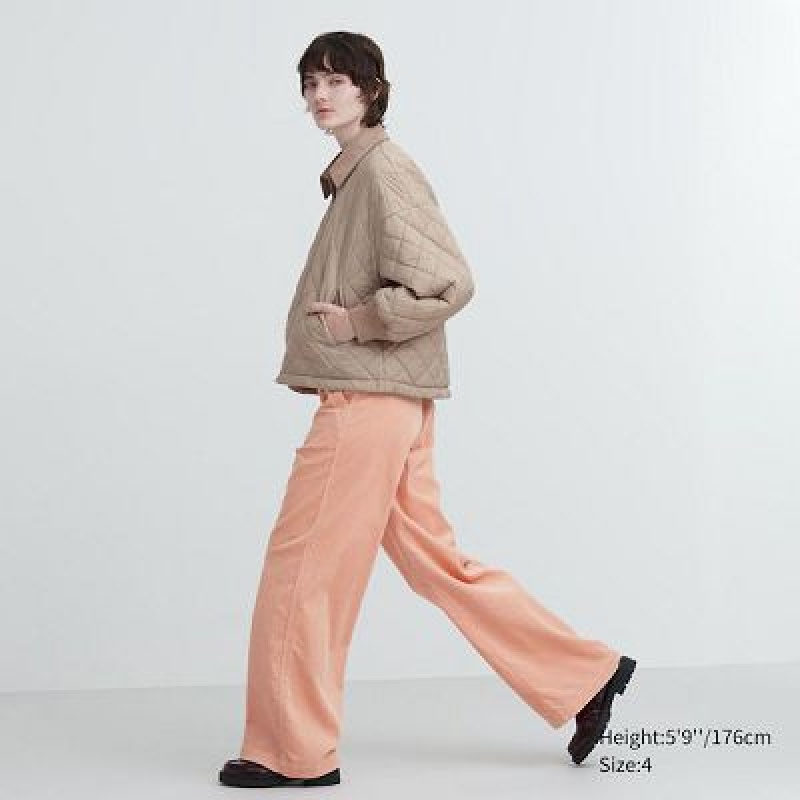 Pantalon Uniqlo Corduroy Wide Femme Rose | 1491355