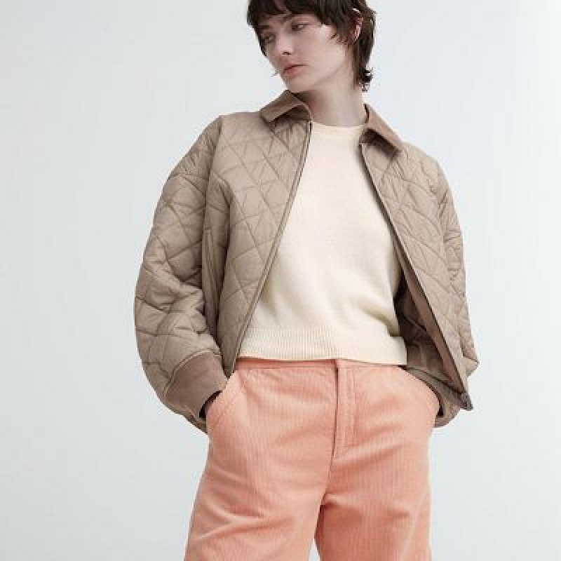 Pantalon Uniqlo Corduroy Wide Femme Rose | 1491355