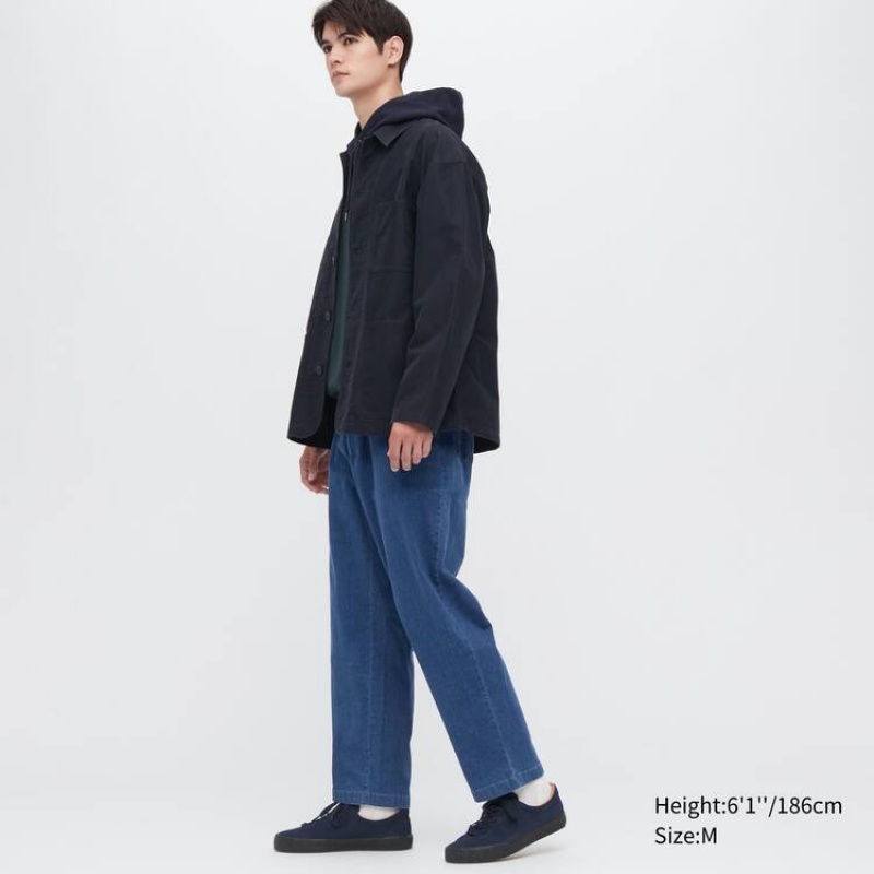 Pantalon Uniqlo Cotton Denim Relaxed Fit Ankle Length Homme Bleu | 4270396