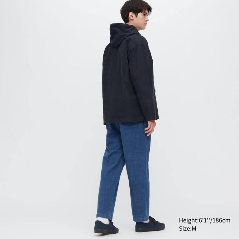 Pantalon Uniqlo Cotton Denim Relaxed Fit Ankle Length Homme Bleu | 4270396