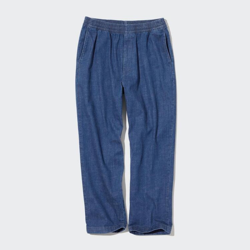 Pantalon Uniqlo Cotton Denim Relaxed Fit Ankle Length Homme Bleu | 4270396