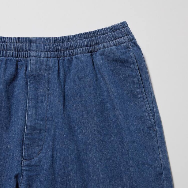 Pantalon Uniqlo Cotton Denim Relaxed Fit Ankle Length Homme Bleu | 4270396