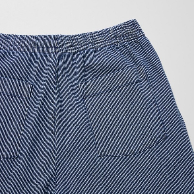 Pantalon Uniqlo Cotton Relaxed Ankle Femme Bleu | 8101517