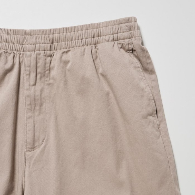 Pantalon Uniqlo Cotton Relaxed Ankle Femme Beige | 2440703