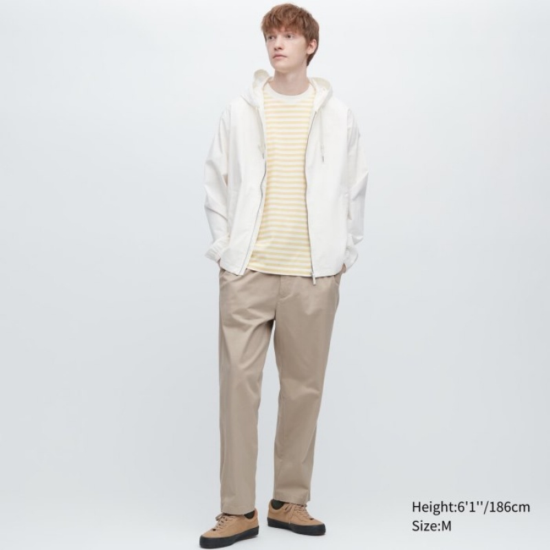 Pantalon Uniqlo Cotton Relaxed Ankle Femme Beige | 2440703