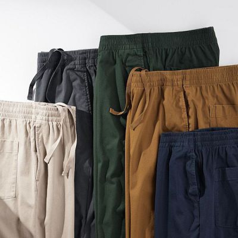 Pantalon Uniqlo Cotton Relaxed Ankle Femme Vert | 7632599