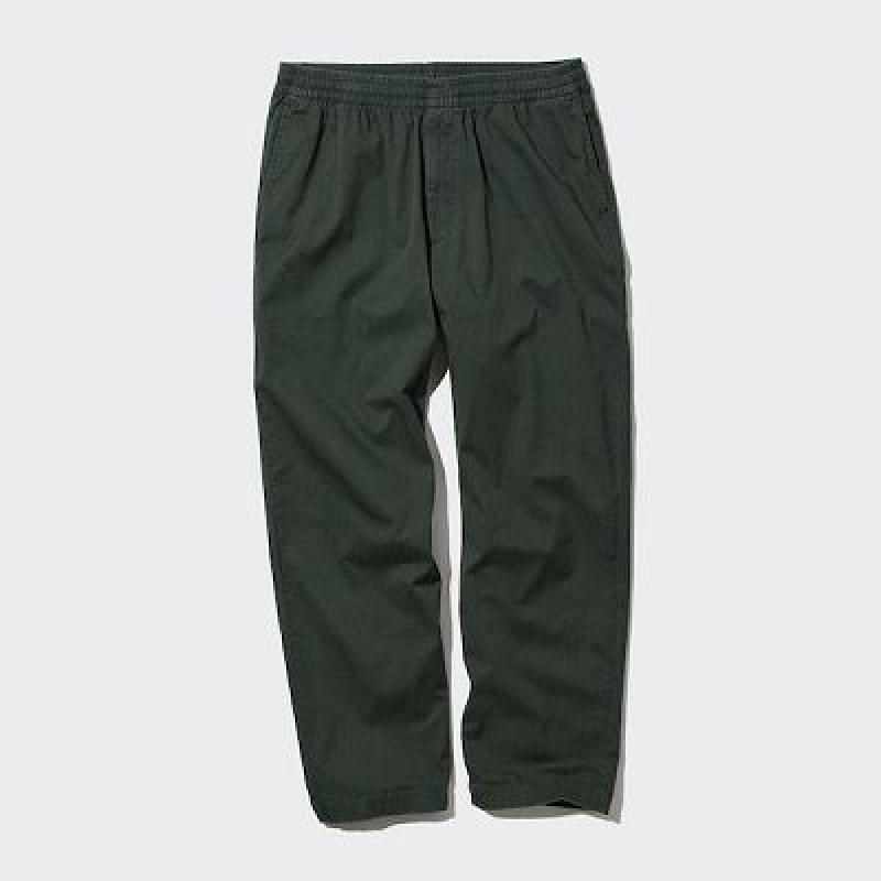 Pantalon Uniqlo Cotton Relaxed Ankle Femme Vert | 7632599