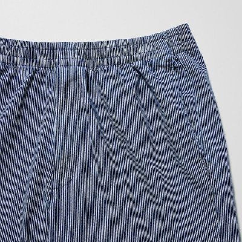 Pantalon Uniqlo Cotton Relaxed Ankle Femme Bleu | 5336677