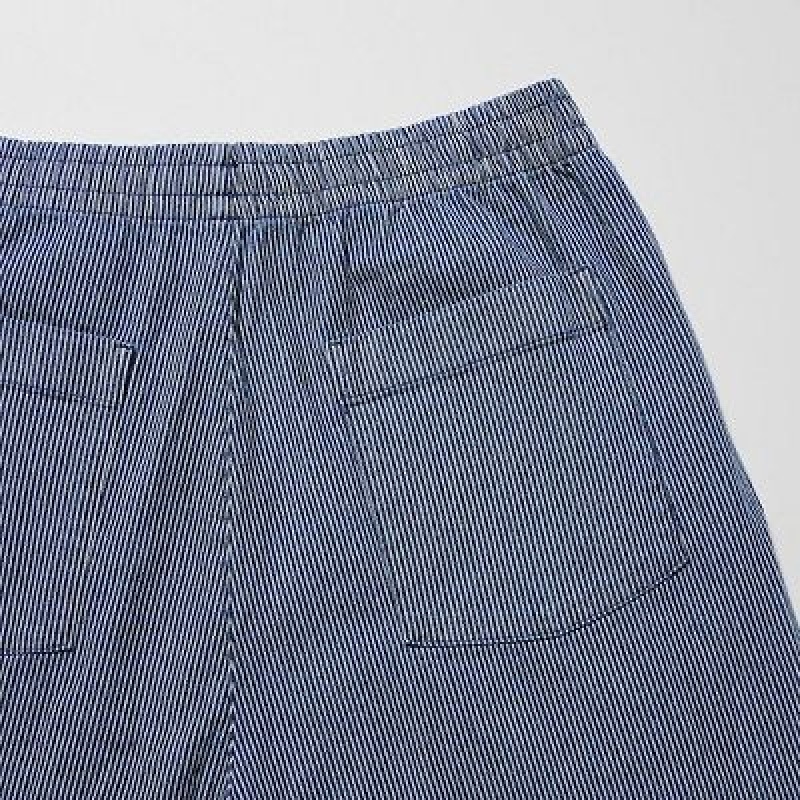 Pantalon Uniqlo Cotton Relaxed Ankle Femme Bleu | 5336677