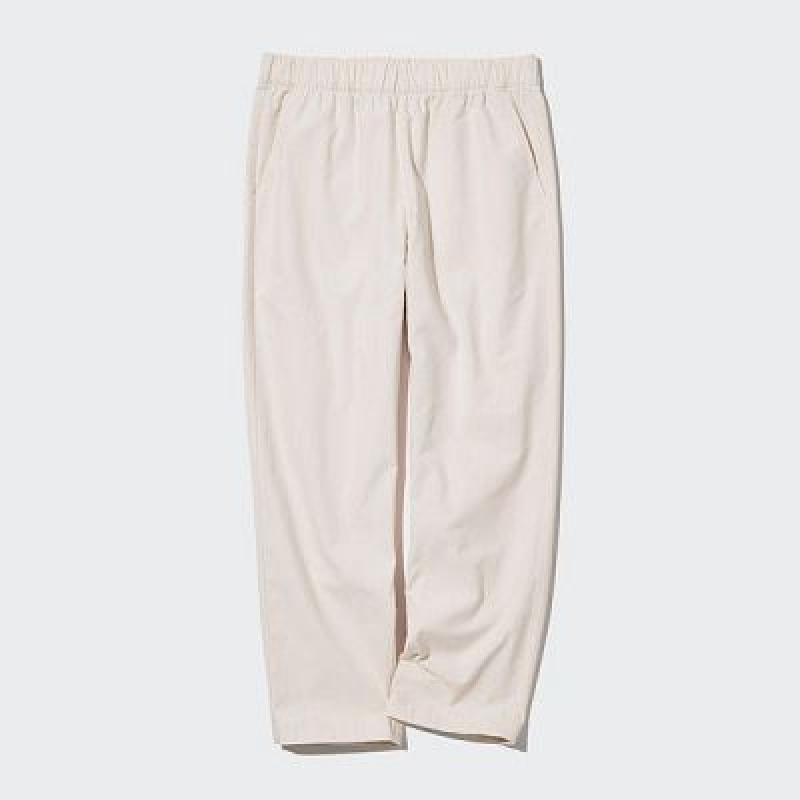 Pantalon Uniqlo Cotton Relaxed Ankle Femme Blanche | 415184