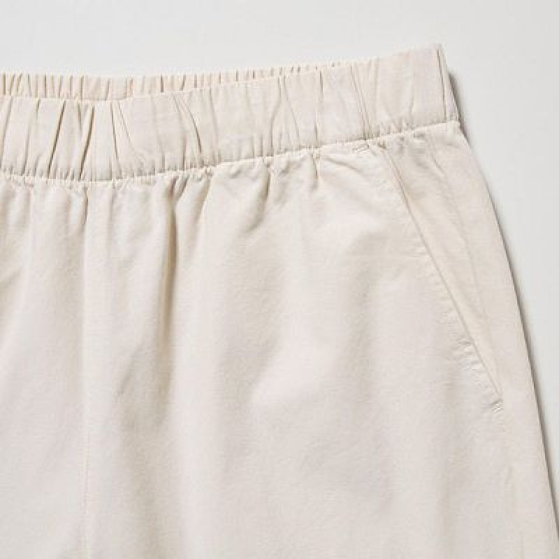 Pantalon Uniqlo Cotton Relaxed Ankle Femme Blanche | 415184