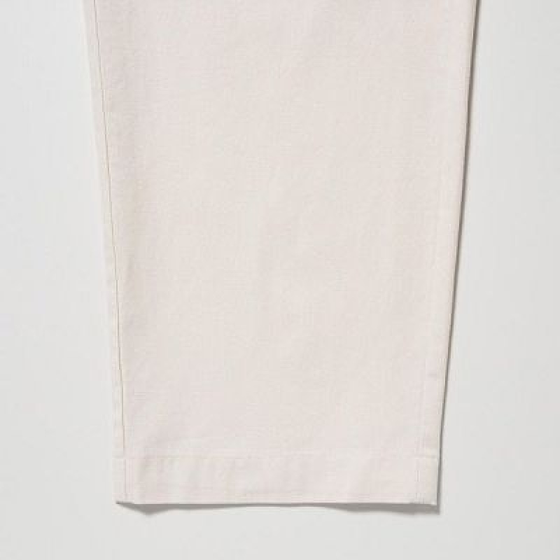 Pantalon Uniqlo Cotton Relaxed Ankle Femme Blanche | 415184