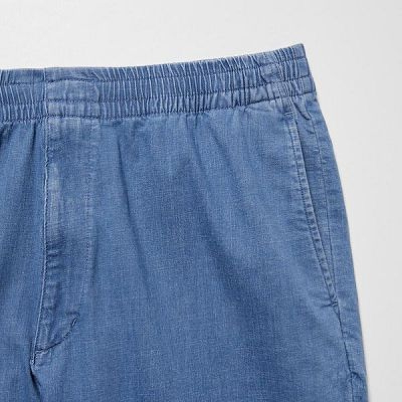 Pantalon Uniqlo Cotton Relaxed Ankle Femme Bleu | 4216800