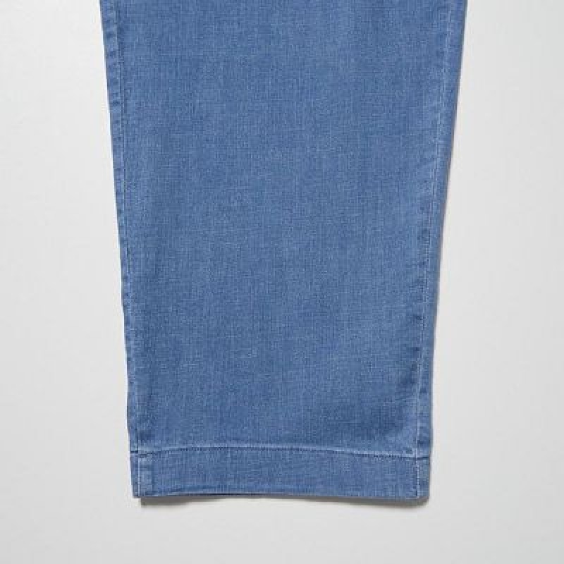 Pantalon Uniqlo Cotton Relaxed Ankle Femme Bleu | 4216800