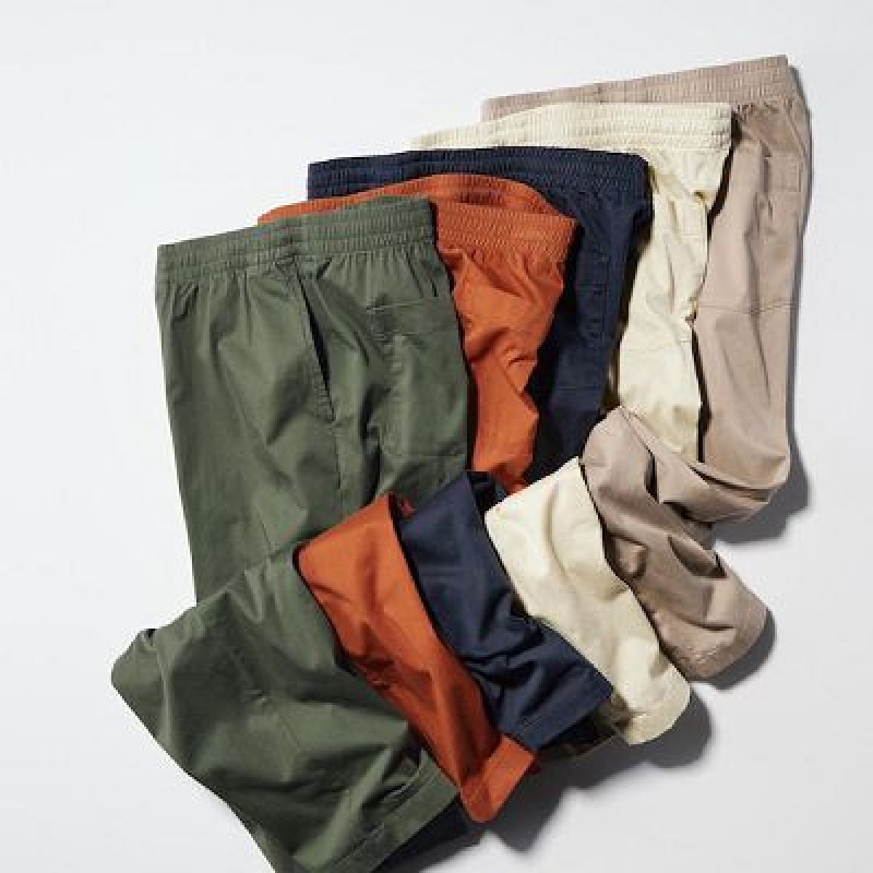 Pantalon Uniqlo Cotton Relaxed Ankle Femme Orange | 9651924