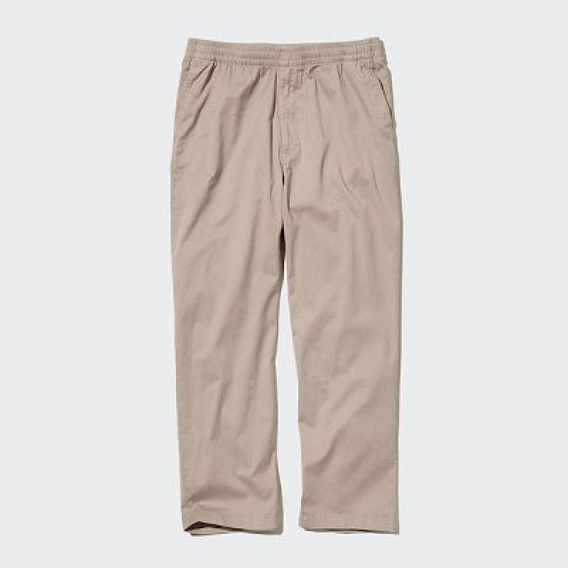Pantalon Uniqlo Cotton Relaxed Ankle Femme Beige | 5751865