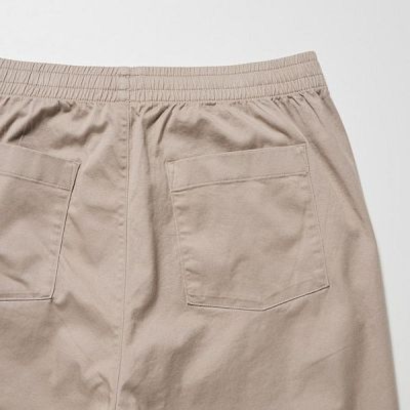 Pantalon Uniqlo Cotton Relaxed Ankle Femme Beige | 5751865
