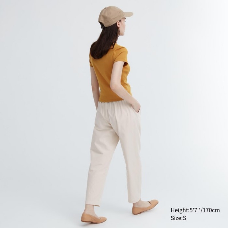 Pantalon Uniqlo Cotton Relaxed Ankle Lounge Femme Blanche | 804438