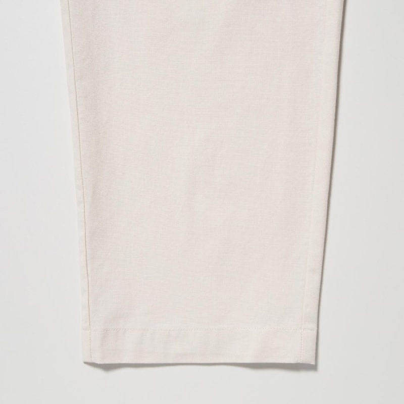 Pantalon Uniqlo Cotton Relaxed Ankle Lounge Femme Blanche | 804438