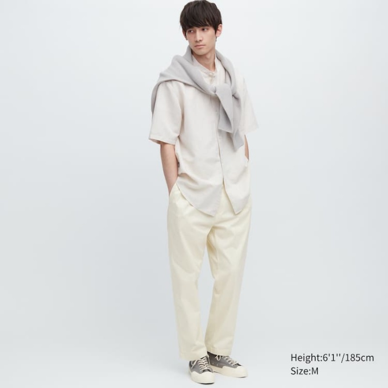 Pantalon Uniqlo Cotton Relaxed Fit Ankle Length Homme Blanche | 4908204